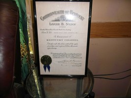 Vintage Honorable Kentucky Colonels Framed Certificate 1970 + SIGNED LETTER - £35.61 GBP