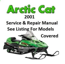2001 Arctic Cat 370 440 500 550 600 800 Snowmobile Service/Repair Manual - $15.95