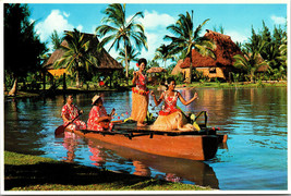 Hula dancer long canoe Ukulele grass skirt postcard - £4.01 GBP