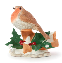 Lenox 2019 Christmas Robin Bird Figurine Garden Bird Holly Berries NEW - $98.01