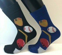 2 Pairs Foozys Men&#39;s Socks Baseball Glove Bat Ball, New Ships Free - £6.99 GBP