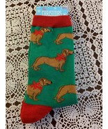 Christmas Shoppe Ladies Crew Socks Dachshund Doxie Weiner Dog 4 to 10 Br... - $10.99