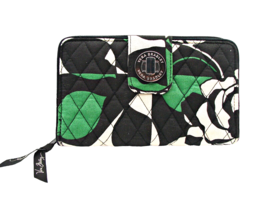 Vera Bradley Turn Lock Wallet Imperial Rose Quilt Black Green RFID Full ... - $23.09