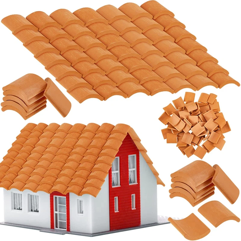 200 Pcs Roof Tiles Model Building Set Red Miniature Tiles For DIY Landscape - £15.39 GBP