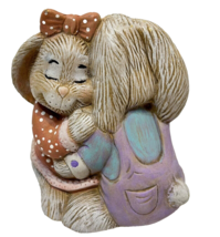 Vintage Easter Bunnies Ceramic Figurine Boy Girl Hugging Hand Painted 3.5 x 3&quot; - £11.46 GBP