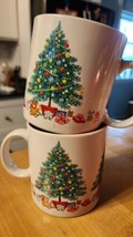 Christmas Tree Gifts Teddy Bears by Saltera Mug Set of 4 Happy Holidays ... - $17.72