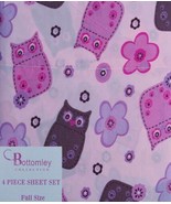 GRAPHIC OWLS FLORAL PINK BROWN 4PC FULL SHEETS  BEDDING SET NEW - $58.88 CAD