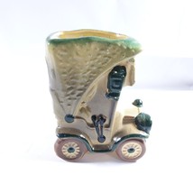 Antique Car Planter Vintage Ceramic Green and Yellow - £15.48 GBP