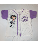 Vintage 90s Betty Boop Button Front Baseball Jersey Pink Sleeves Size La... - $907.97 MXN