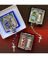 Double Glass Box with mini rosary and mini statue - £10.78 GBP