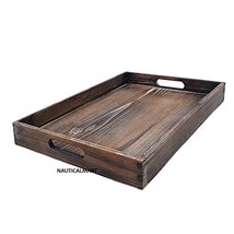 Nauticalmart Dark Brown Wooden Serving Tray - Handles for Easy Carrying,... - £75.85 GBP