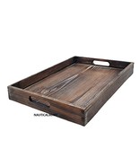 Nauticalmart Dark Brown Wooden Serving Tray - Handles for Easy Carrying,... - $132.69 CAD