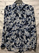 Guess Womens Button Front Shirt Blue White Floral Long Sleeve Pockets Top S - $6.82