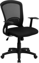 Mid-Back Designer Black Mesh Swivel Task Office Chair With Arms From Flash - £160.96 GBP