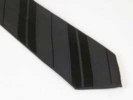 Mens Narrow Tie/Hankie Set Microfiber Silky Vito Rofolo VTR-97 Black Shadow image 3