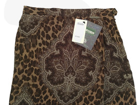 NEW $499 Geiger of Austria Skirt! 42 12  Silk  Brown &amp; White  Leopard  M... - $189.99
