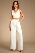 Lulus Chic and Sophisticated Ivory Tweed Wide-Leg Pants Medium NEW NWT - $22.76