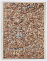 1887 Antique Map Valtellina Albula Alps Piz Vadret Bernina Italy Switzerland - £17.75 GBP