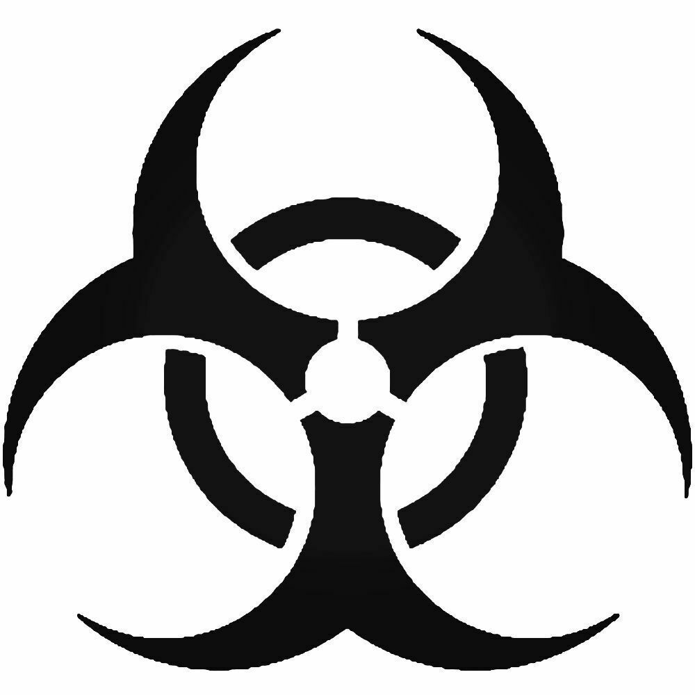 2x Biohazard Logo Vinyl Decal Sticker Different colors & size for Cars/Bikes
