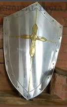 Medievale Templar Shield Knight Fatto a Mano Battle Pronto Croce Metallo - £66.73 GBP