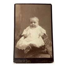 Antique Cabinet Card Baby Girl Alice St. Clair in Dress Portrait Longmon... - $18.21