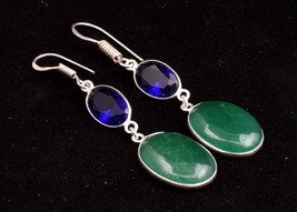 925 Sterling Silver Gemstone Green Onyx Gold / Rose Plated Handcrafted Earrings - £19.86 GBP+