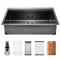VEVOR Kitchen Sink Workstation 33in Black 304 Stainless with Multi-Acces... - $214.90