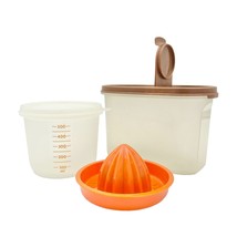 Vintage Tupperware Bundle Orange Juice Set Brown Lid Storage Container - £17.31 GBP