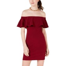 Teeze Me Juniors Off The Shoulder Flounce Bodycon Dress Size 1 Color Wine - £53.75 GBP