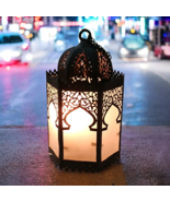 B101 Handcrafted Vintage Moroccan Brass Hexagonal Table Lamp Decorative ... - $79.48