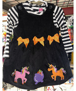 Toddler Baby Girls Multi Sizes Halloween Corduroy Embroidered Unicorns J... - £15.97 GBP