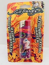 Ed Hardy Refillable Tattoo Lighter * Woman with Purple Hair Theme and De... - $9.75