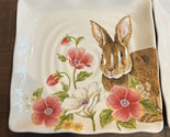 Maxcera Easter Bunny Floral Square Dinner  Scalloped Plates set of 4 New - $79.99