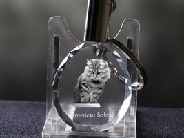 American Bobtail, Cat Crystal Keyring, Keychain, High Quality, Exceptional Gift - £22.16 GBP