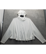 Fabletics Cropped Hoodie Women&#39;s 2X White Mesh Relaxed Long Sleeve Draws... - $33.31 CAD