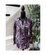 Women&#39;s Chico&#39;s Purple Leaf Print Long Sleeve Top with Rhinestone Detail... - $25.74
