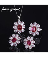 100% 925 Silver Created Moissanite Ruby Gemstone Necklace/Earrings/Ring ... - £133.39 GBP