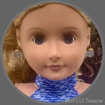 Light Blue Brass Tone Dangle Doll Earrings • 18 Inch Fashion Doll Jewelry - $4.90