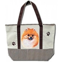 Pomeranian Dog Canvas Tote Bag Pet Shopping Purse Beach Diaper Puppy Pom - £23.57 GBP