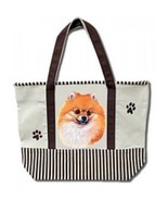 Pomeranian Dog Canvas Tote Bag Pet Shopping Purse Beach Diaper Puppy Pom - £23.26 GBP