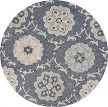 HomeRoots 396280 7 ft. Round Gray Floral Trellis Area Rug - £285.75 GBP