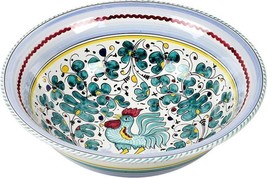 Bowl Orvieto Rooster Deruta Majolica Large Green Ceramic Dishwasher Safe - £246.23 GBP