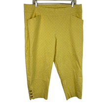 Chicos 3 Perfect Stretch Slim Leg Pullon Capri Women XL Yellow Polka Dot Pocket - £10.79 GBP