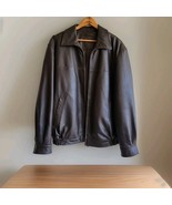 Roundtree &amp; Yorke Jacket Men Large Brown Bomber Lambskin Leather Full Zi... - $77.17 CAD