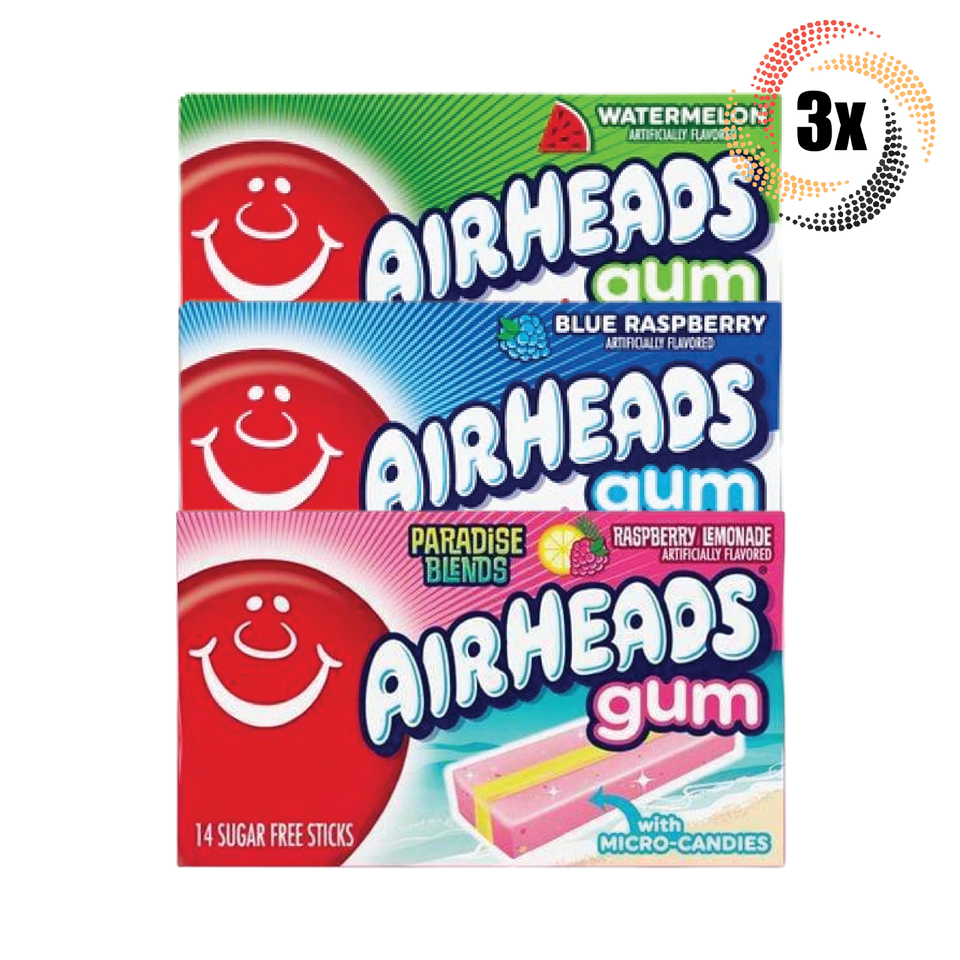 3x Packs Airheads Variety Flavor Gum | 14 Sticks Per Pack | Mix &amp; Match ... - $10.36