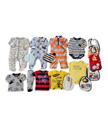 17PC Mixed Lot Fall/Winter Clothing Infant Baby Boys 6 Mos Sleepers Bibs... - £10.86 GBP