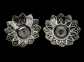 Pair of Federal Glass Dessert Dishes, 12-Point Flower Shape, Crosses &amp; S... - £15.66 GBP