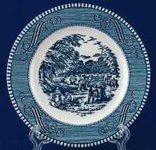 Royal China USA Currier &amp; Ives Blue 6-3/8&quot; Bread &amp; Butter Plate Harvest - £3.14 GBP