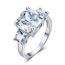 Cushion Cut 4 Ct Solid 925 Sterling Silver Ring 3 Stone Pageant Luxury Jewelry - £88.19 GBP