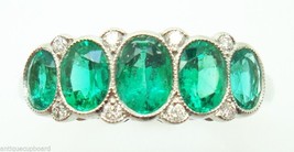 Very Fine Platinum Genuine Natural Emerald Diamond Ring (#J147) - £4,242.78 GBP